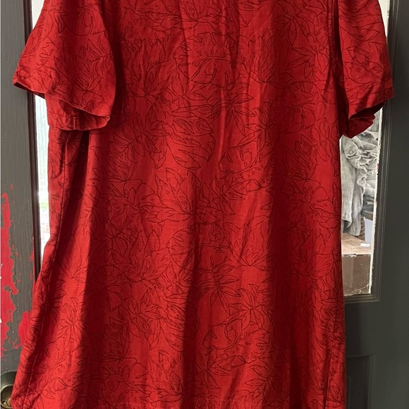 Nicole Miller Red V-Neck Dress Linen - Picture 6 of 6